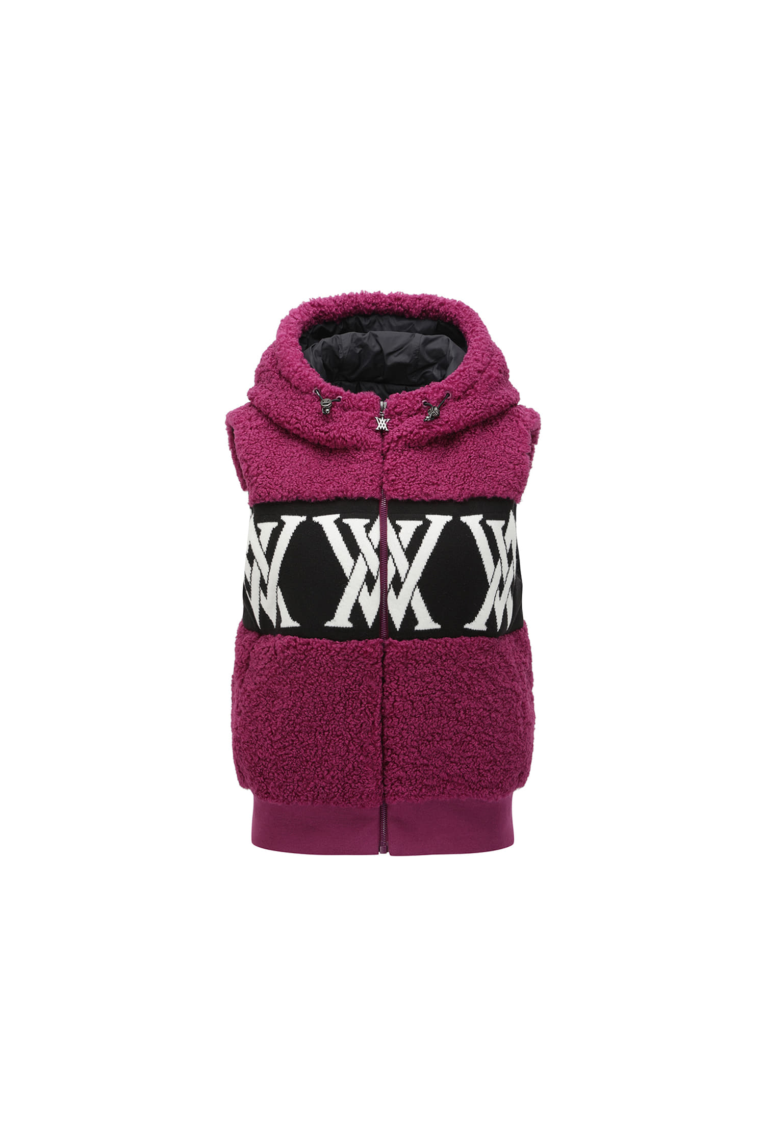 Áo vest golf nữ dáng suông màu tím mận họa tiết logo — Anew | Seoul Golf Fashion
