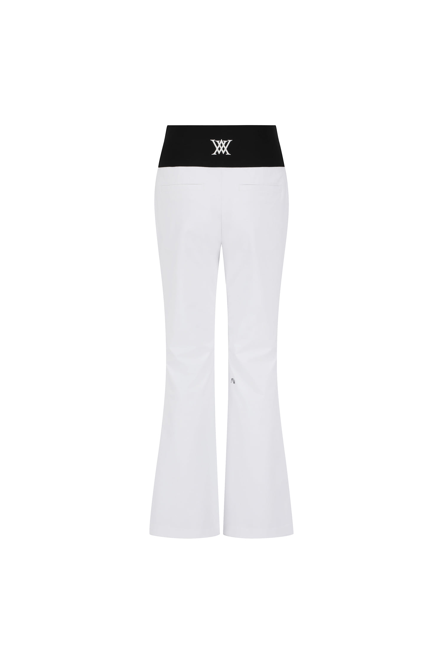 Quần golf nữ ống loe phối eo đen màu trắng — ảnh 2