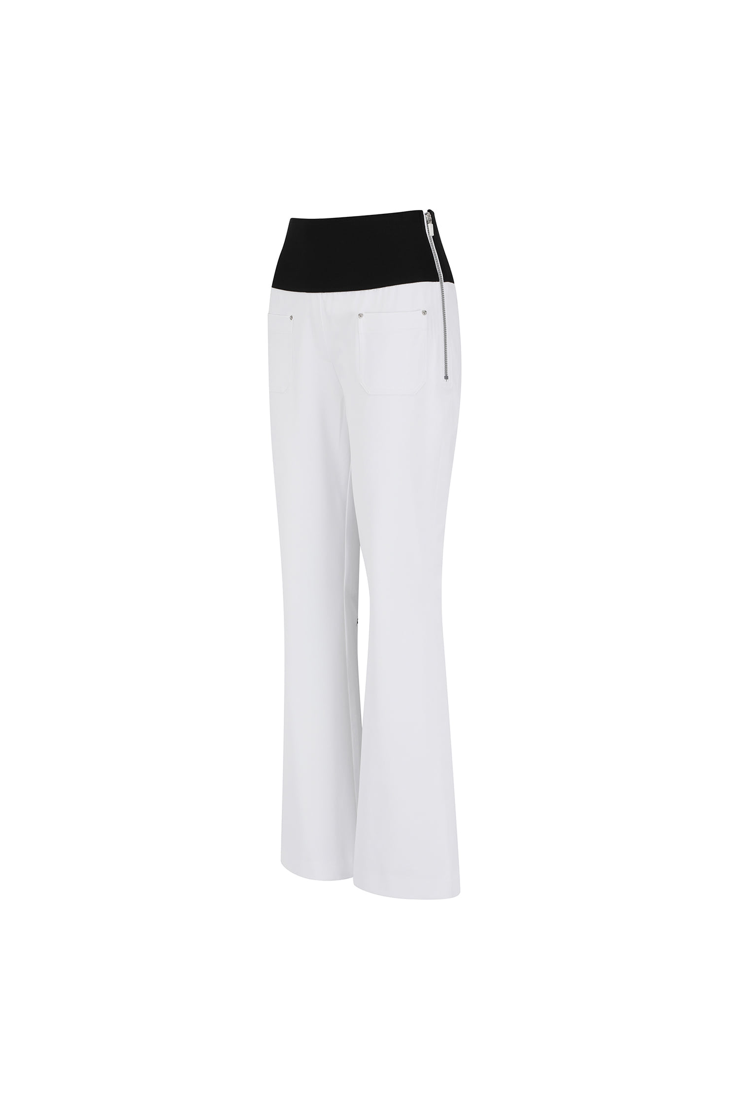 Quần golf nữ ống loe phối eo đen màu trắng — ảnh 3