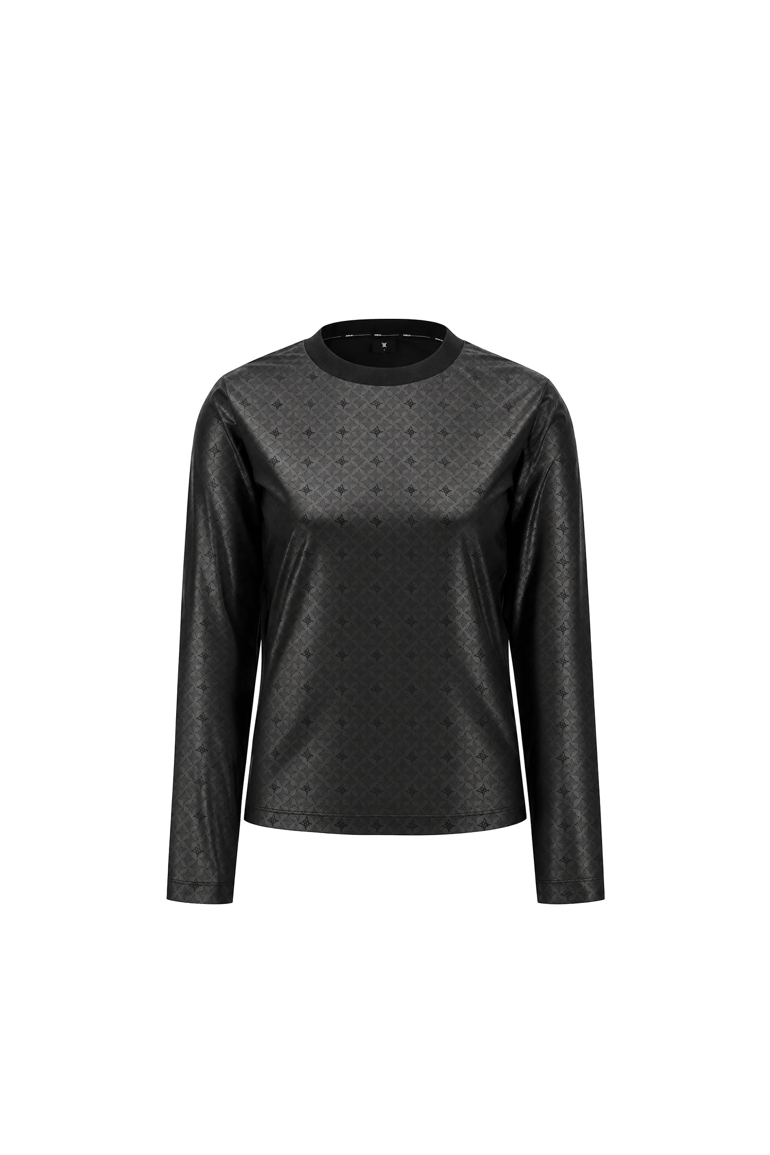 Áo golf nữ tay dài họa tiết chìm màu đen — Anew | Seoul Golf Fashion