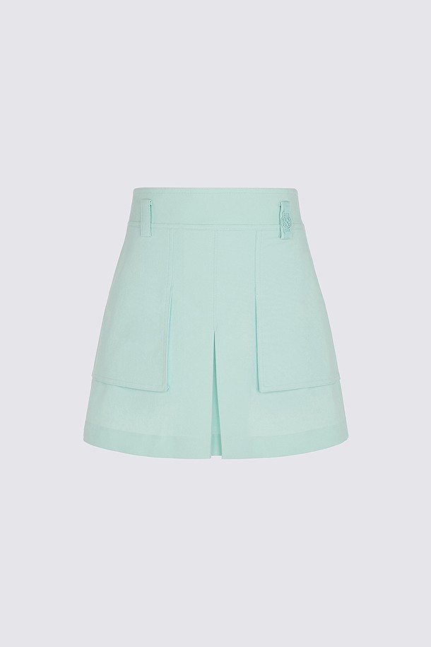 Chân váy golf nữ G/FORE màu xanh mint dáng A với chi tiết li và túi hộp trước
