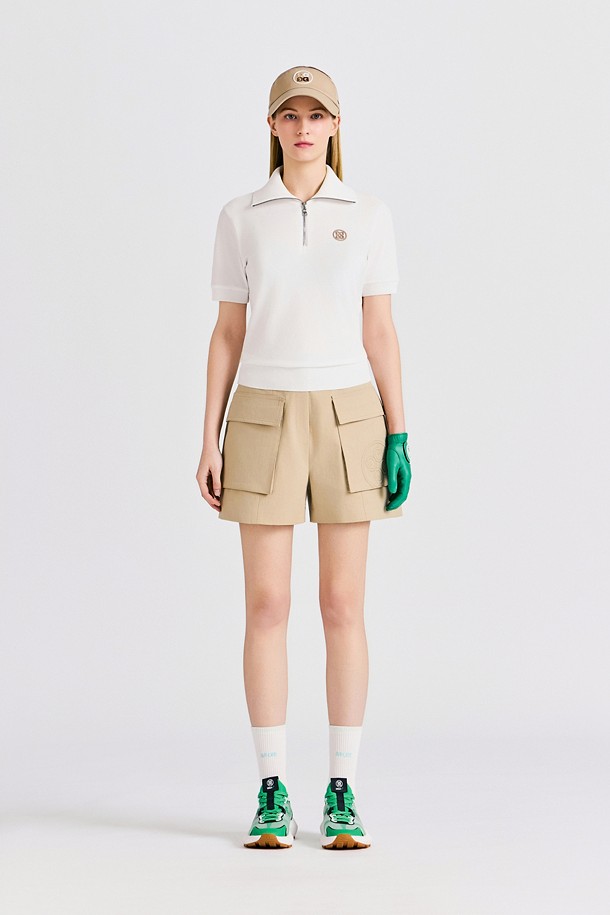 Quần short golf nữ túi hộp màu be — ảnh 2
