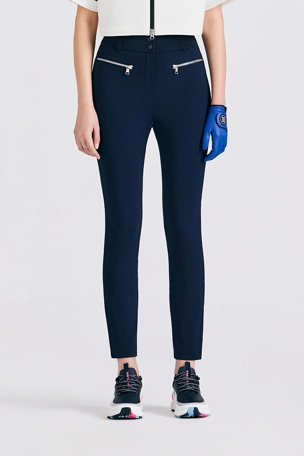 Quần golf nữ dáng ôm màu xanh navy phối khoá kéo bạc G/FORE
