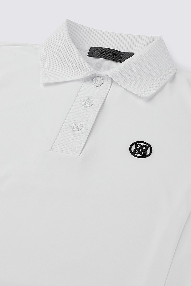 Áo golf nữ tay dài cổ bẻ màu trắng phối viền đen — ảnh 3