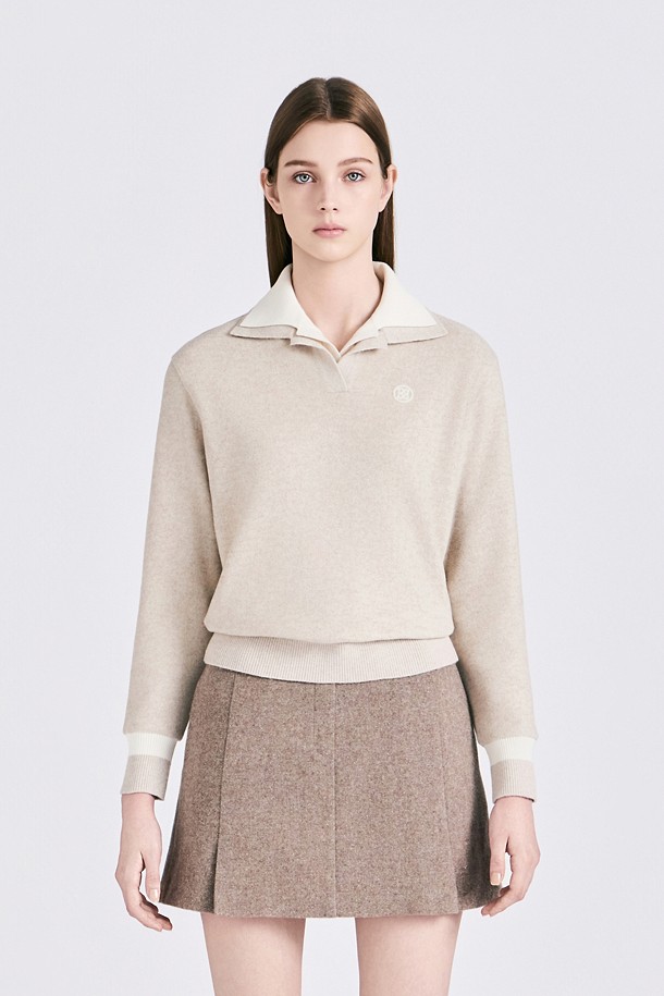 Áo golf nữ tay dài cổ bẻ be nhạt — G/FORE | Seoul Golf Fashion