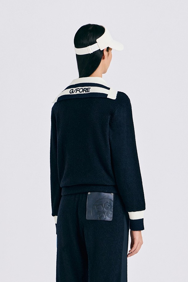 Áo knit golf nữ cổ bẻ phối màu xanh navy — ảnh 6