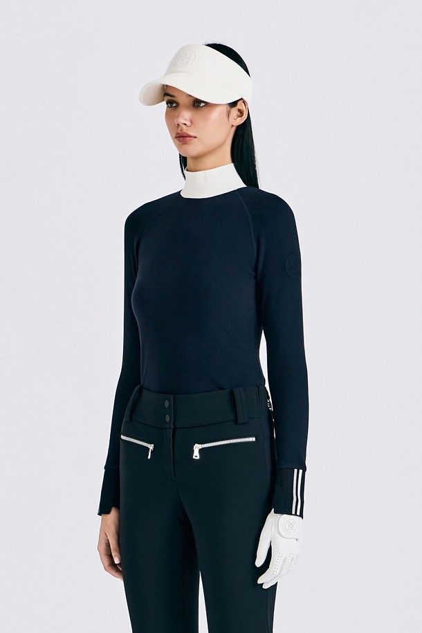 Áo golf nữ tay dài cổ cao màu xanh navy — ảnh 5