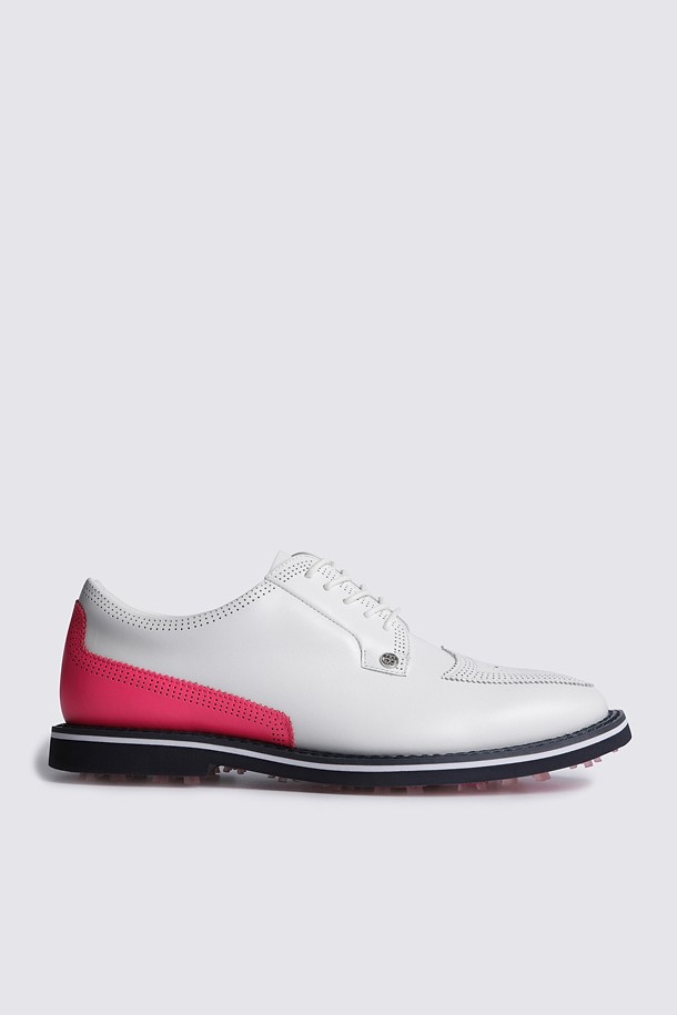 Giày golf nữ G/FORE màu trắng phối viền hồng viền đục lỗ chi tiết, đế chống trượt