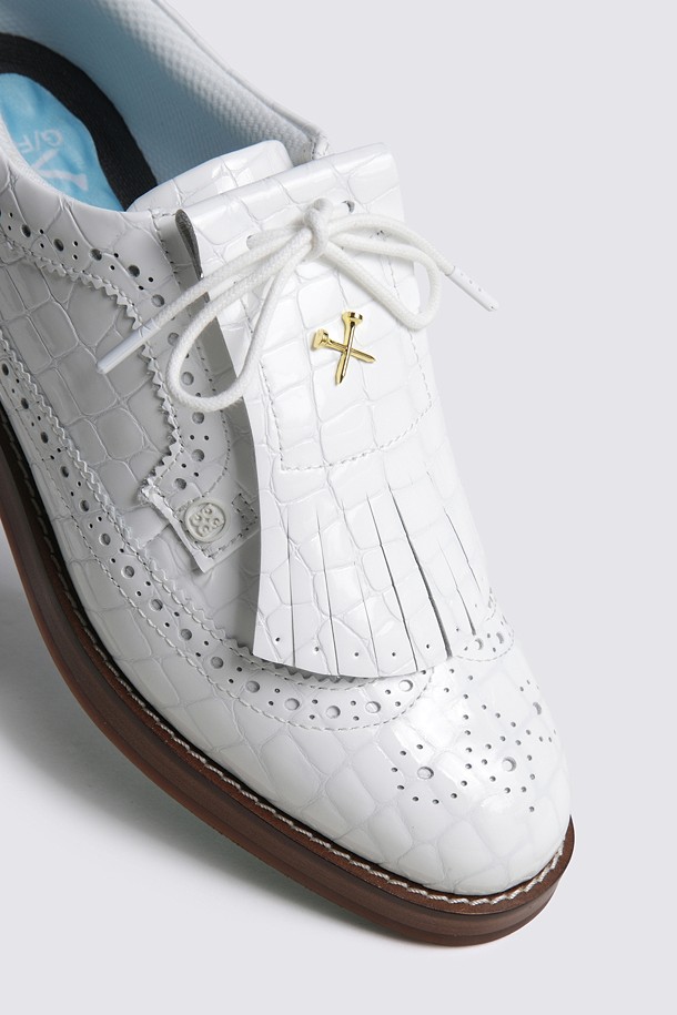 Giày golf nữ dáng Oxford họa tiết vân da trắng — ảnh 4
