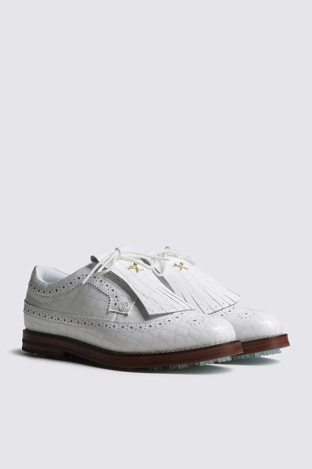 Giày golf nữ dáng Oxford họa tiết vân da trắng — ảnh 2