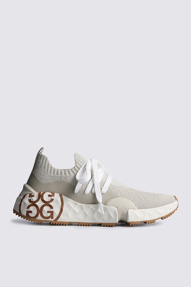Giày golf nữ G/FORE màu be dáng slip-on cổ co giãn, đế in logo nâu