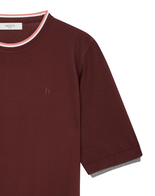 Áo knit golf nữ tay ngắn màu đỏ rượu vang — ảnh 6