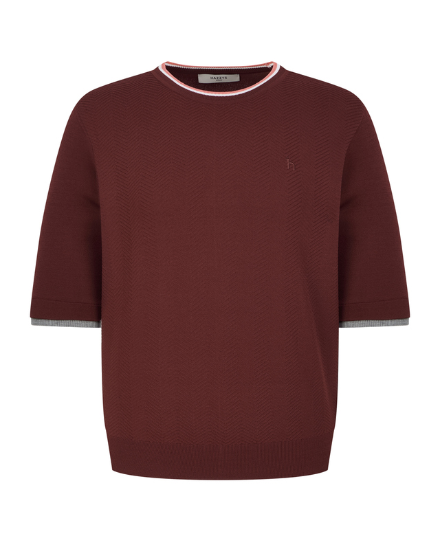 Áo knit golf nữ tay ngắn màu đỏ rượu vang — ảnh 3
