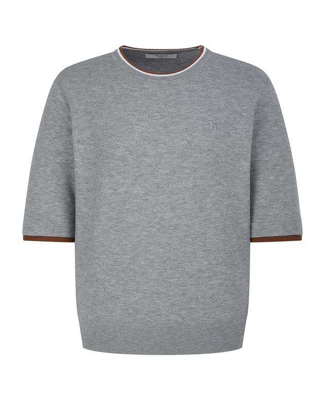 Áo knit golf nữ màu xám tay lỡ viền nâu Hazzys