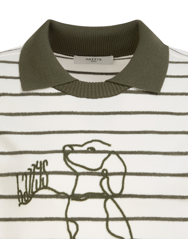 Áo knit golf nữ cổ bẻ họa tiết chú chó kem — ảnh 3