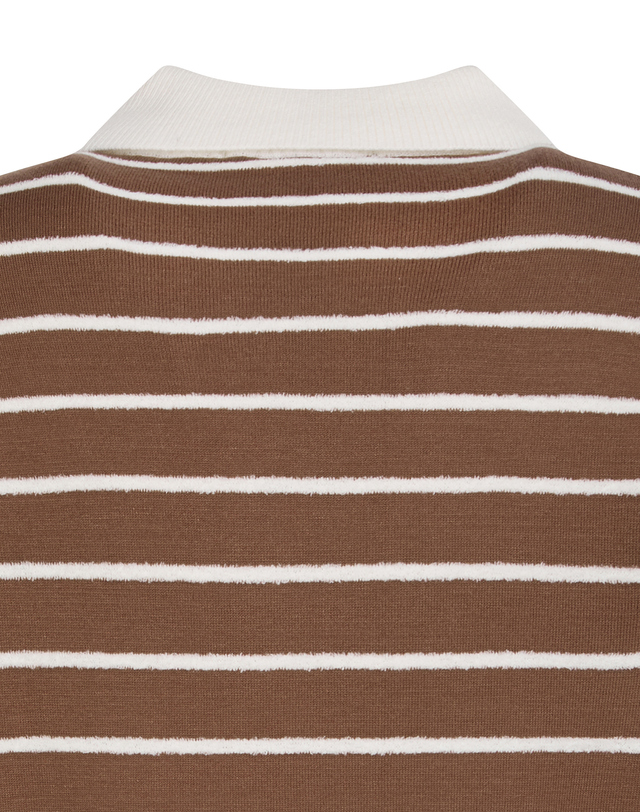 Áo knit golf nữ phối sọc và hình chó màu nâu — ảnh 5