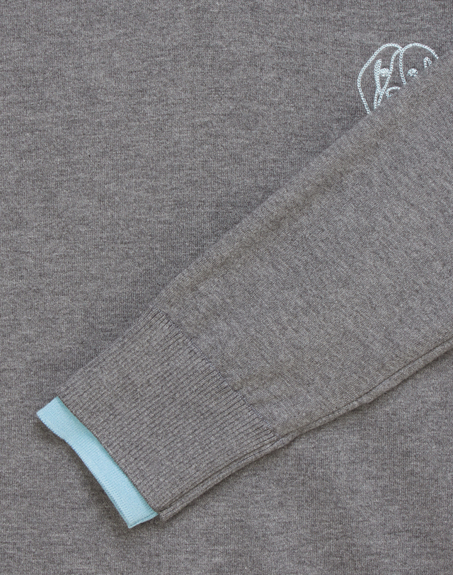 Áo knit golf nữ cổ bẻ phối xanh xám thanh lịch — ảnh 4