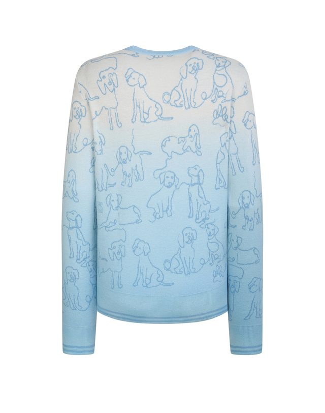 Áo knit golf nữ họa tiết chó màu xanh nhạt — ảnh 2