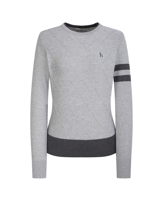 Áo knit golf nữ cổ tròn tay dài màu xám — ảnh 6