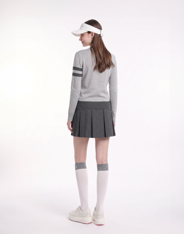 Áo knit golf nữ cổ tròn tay dài màu xám — ảnh 4