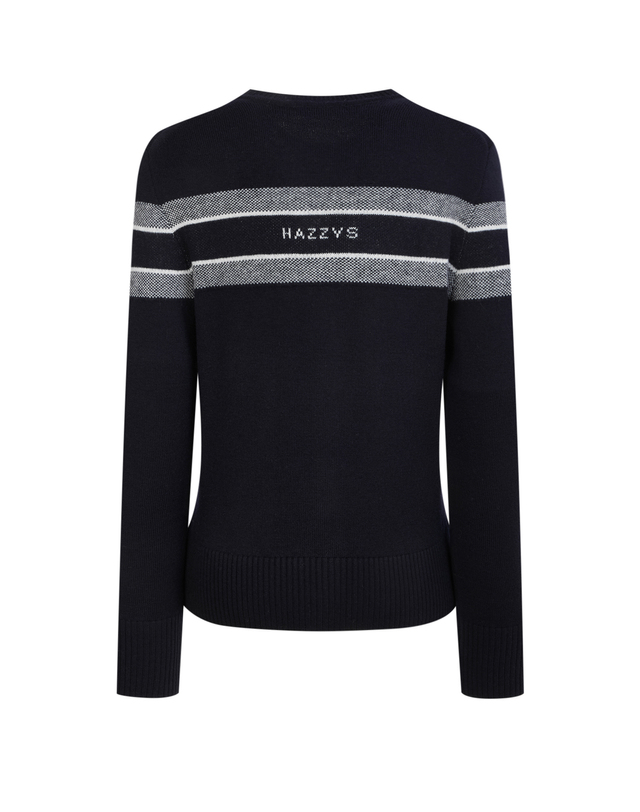Áo knit golf nữ tay dài phối sọc trắng xanh navy — ảnh 3