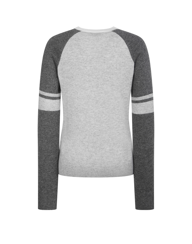 Áo knit golf nữ tay dài phối màu xám — ảnh 3