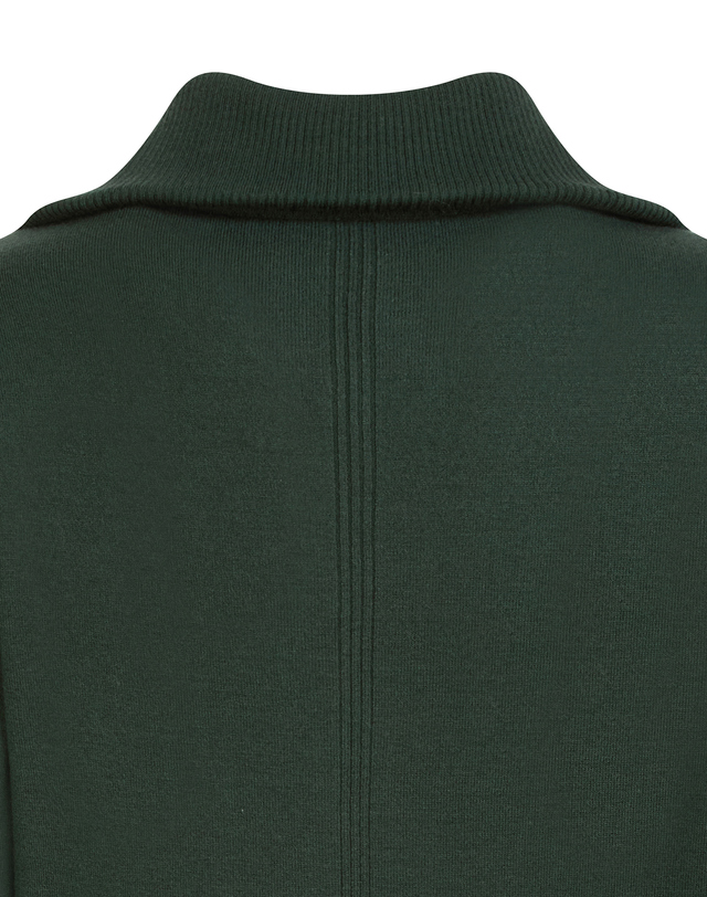 Áo knit golf nữ cổ đứng khóa kéo màu xanh lá đậm — ảnh 5