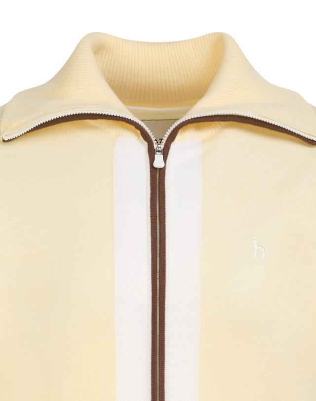 Áo knit golf nữ cổ trụ khóa kéo màu vàng — ảnh 3