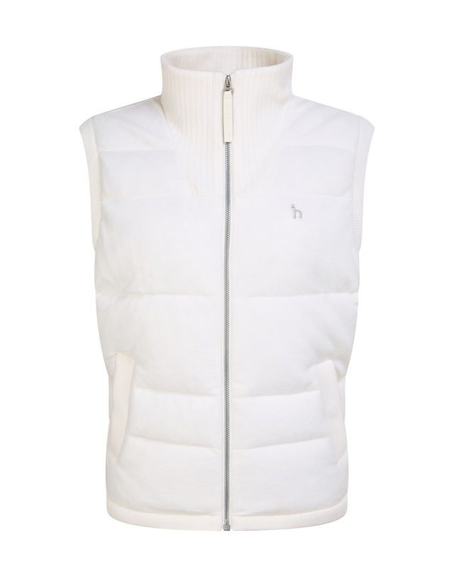 Áo gile knit golf nữ cổ cao màu ngà — ảnh 2
