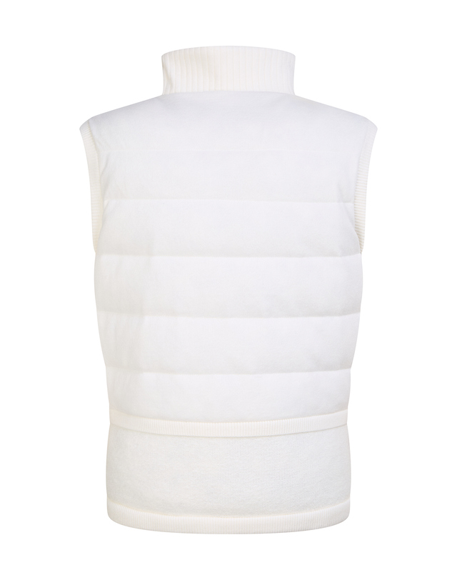 Áo gile knit golf nữ cổ cao màu ngà — ảnh 3