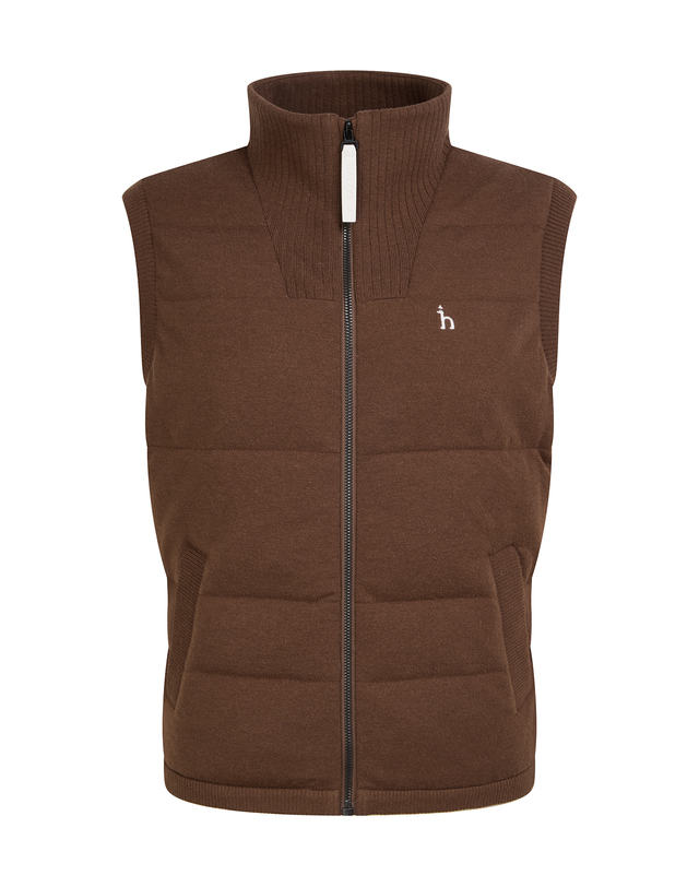 Áo gile knit golf nữ cổ đứng màu nâu — ảnh 2