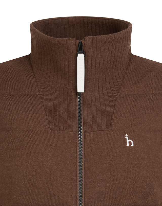 Áo gile knit golf nữ cổ đứng màu nâu — ảnh 4