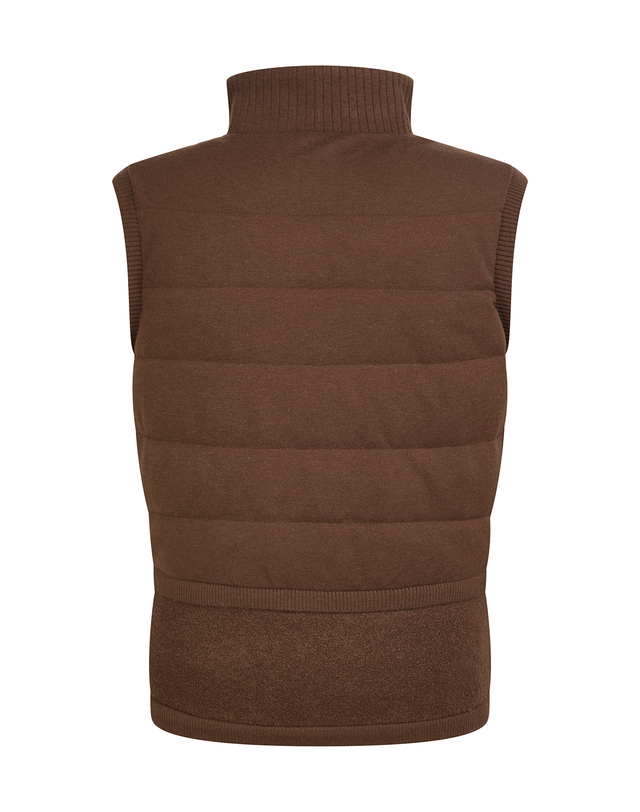 Áo gile knit golf nữ cổ đứng màu nâu — ảnh 3