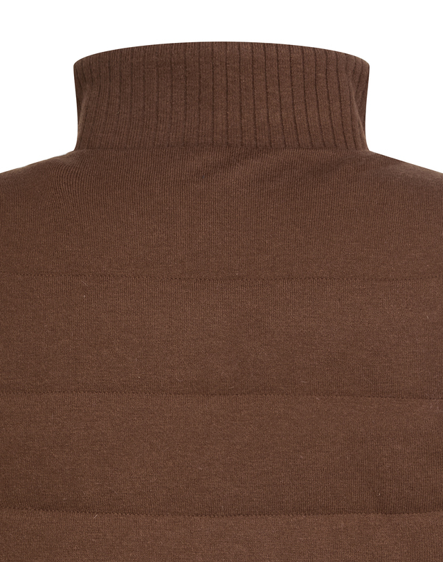 Áo gile knit golf nữ cổ đứng màu nâu — ảnh 6