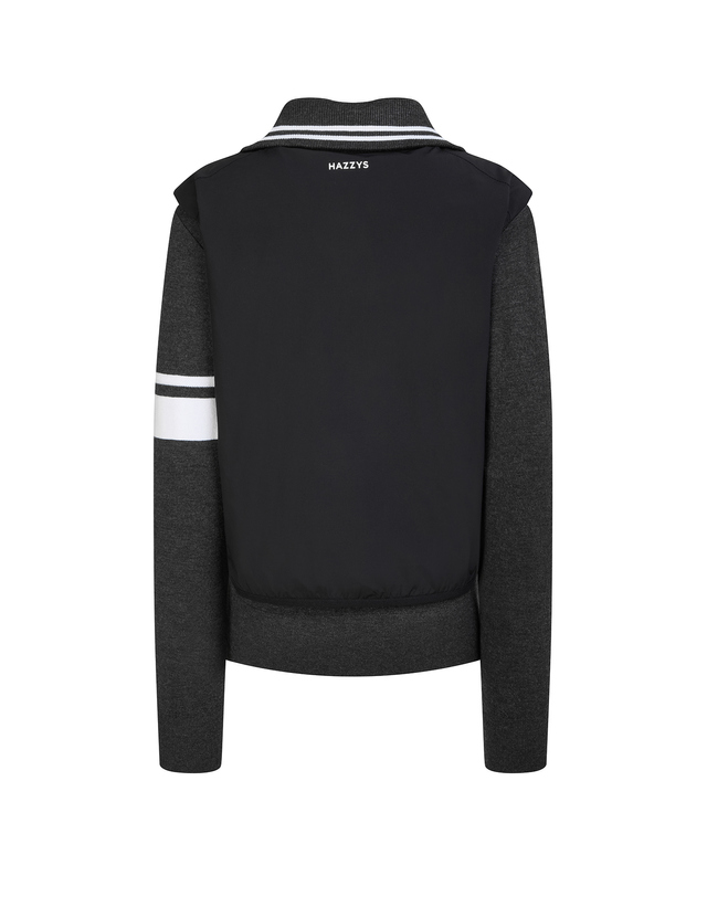 Áo knit golf nữ tay dài phối vải đen — ảnh 2