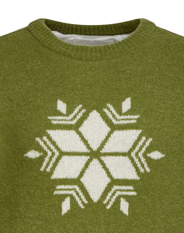 Áo knit golf nữ họa tiết bông tuyết màu xanh cốm — ảnh 3