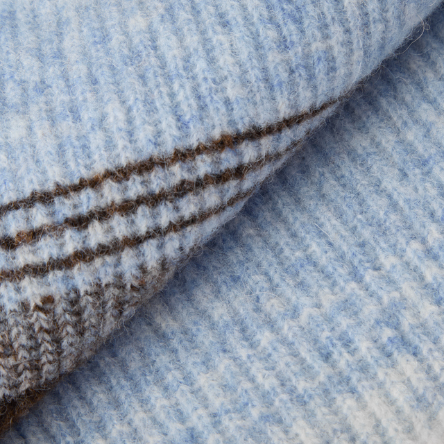 Áo knit golf nữ cổ V phối sọc màu xanh dương — ảnh 6