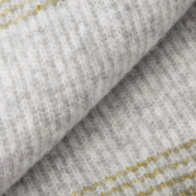 Áo knit golf nữ cổ bẻ kẻ ngang màu xám — ảnh 6