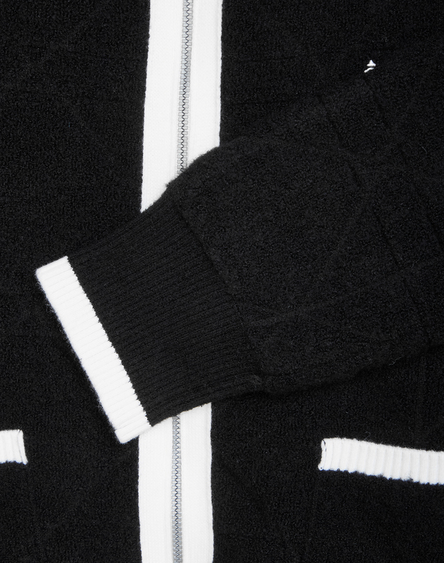 Áo knit golf nữ dáng bomber viền trắng màu đen — ảnh 5