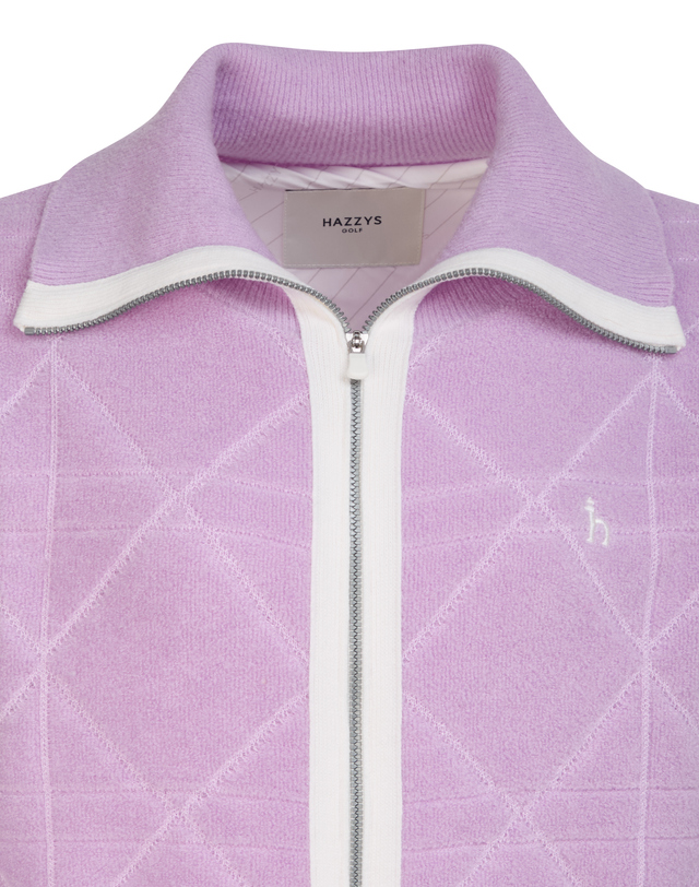 Áo knit golf nữ phối khóa kéo màu hồng — ảnh 4