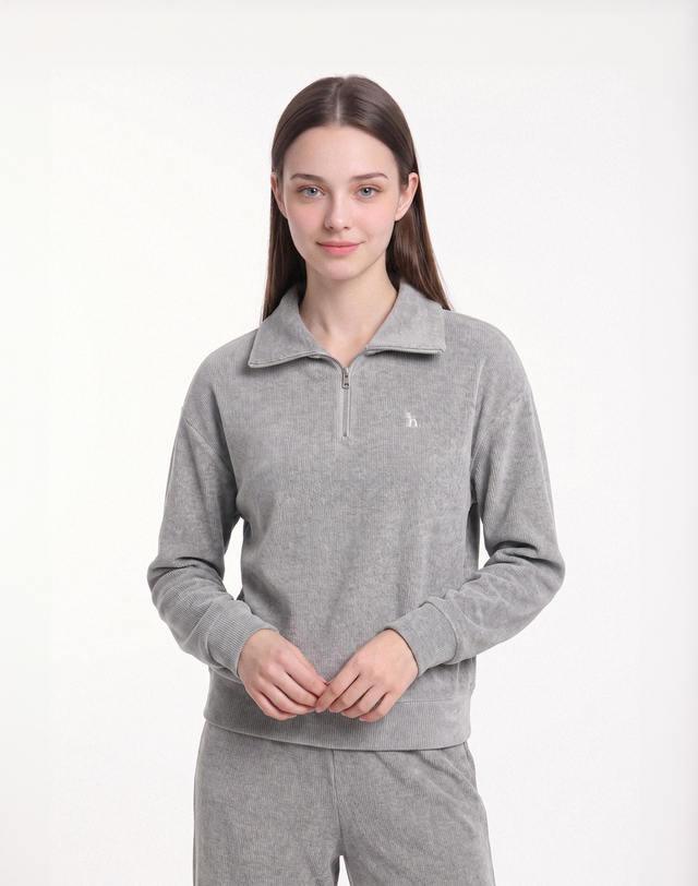 Váy liền golf nữ màu xám thiết kế cổ bẻ phối khóa ngắn của Hazzys