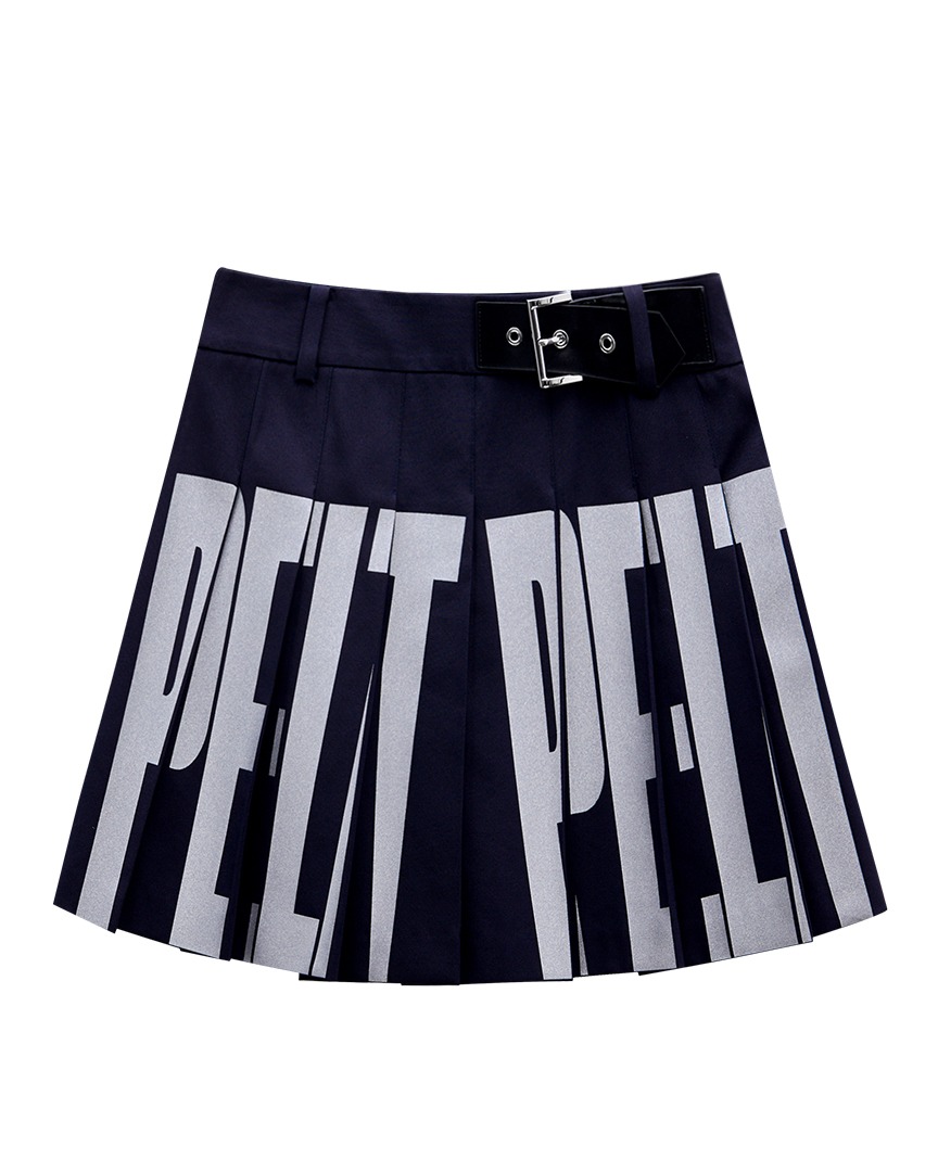 Váy golf nữ xếp ly chữ trắng trên nền xanh navy — ảnh 7