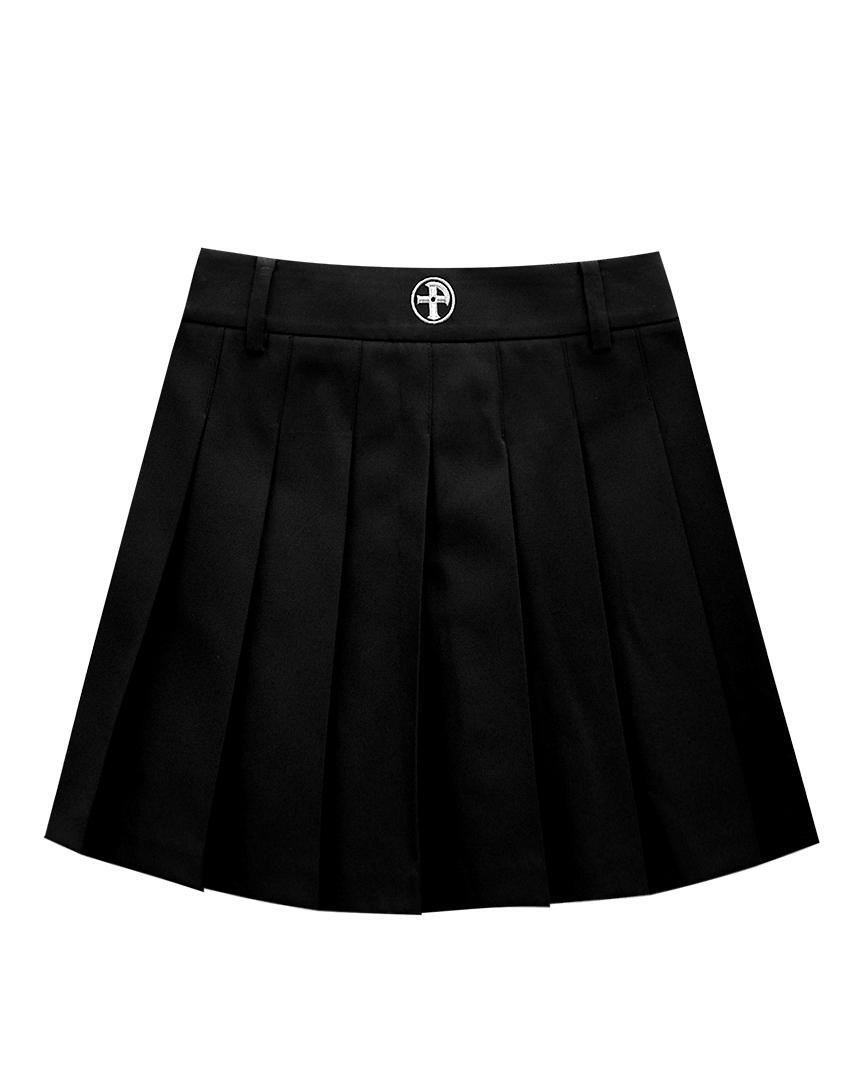 Váy golf nữ xếp ly chữ trắng trên nền xanh navy — ảnh 2
