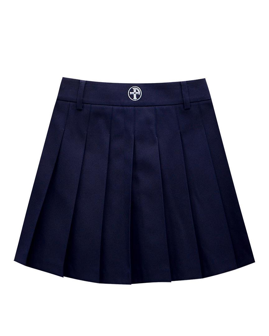 Váy golf nữ xếp ly chữ trắng trên nền xanh navy — ảnh 8