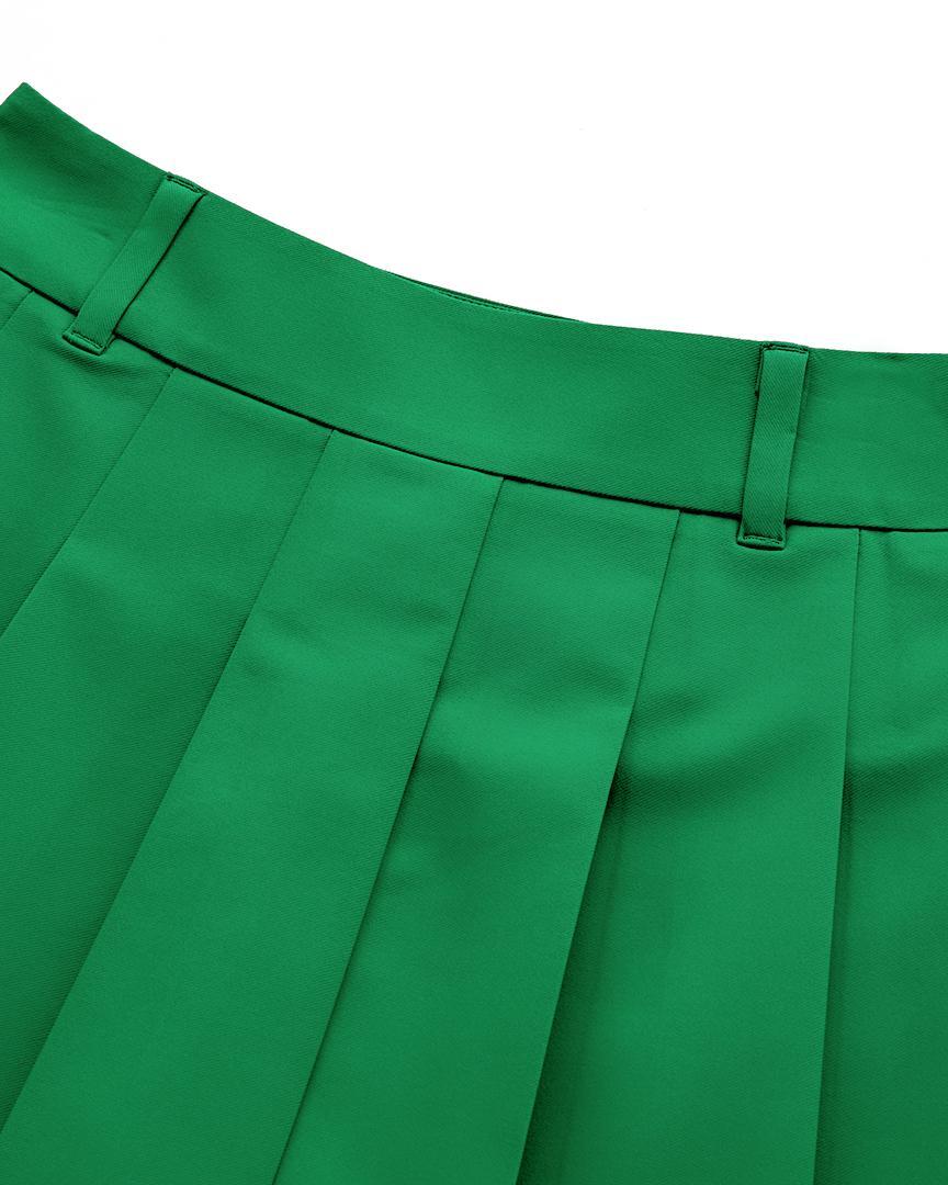 Chân váy golf nữ xếp ly màu xanh lá có logo trắng — ảnh 3