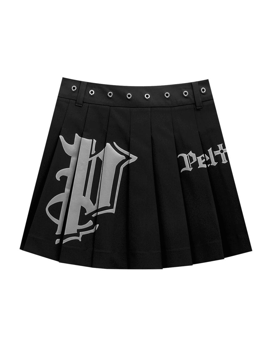 Váy golf nữ Pelt xếp ly màu đen phối họa tiết logo