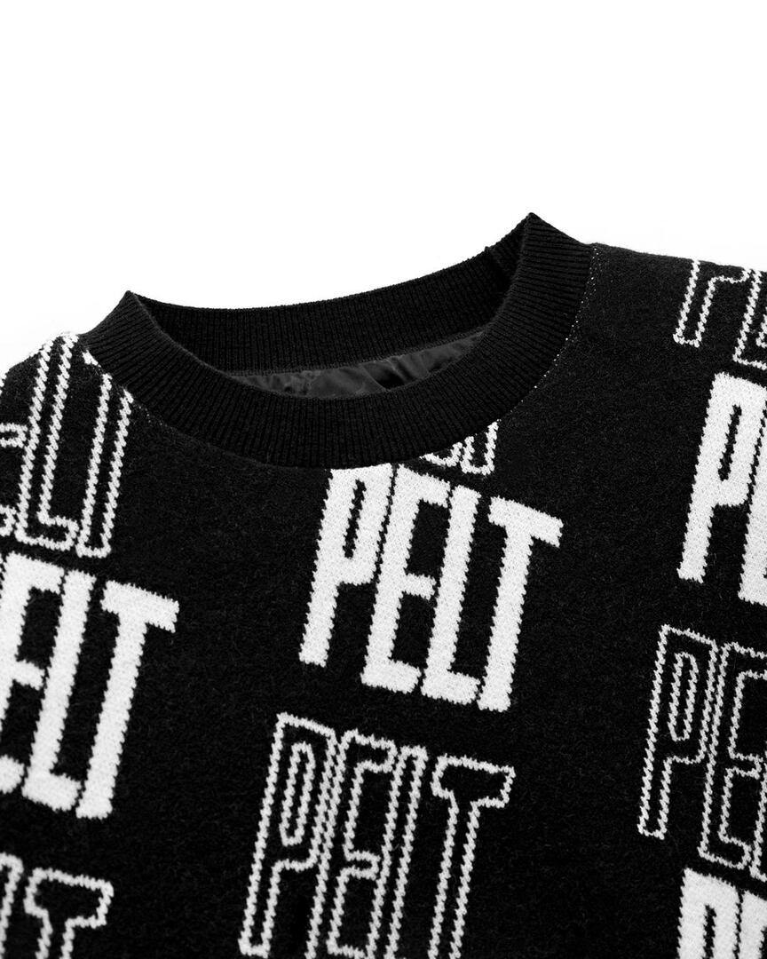Áo knit golf nữ họa tiết logo Pelt màu đen — ảnh 3