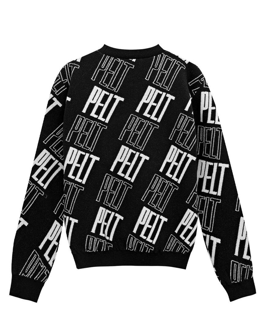Áo knit golf nữ họa tiết logo Pelt màu đen — ảnh 2