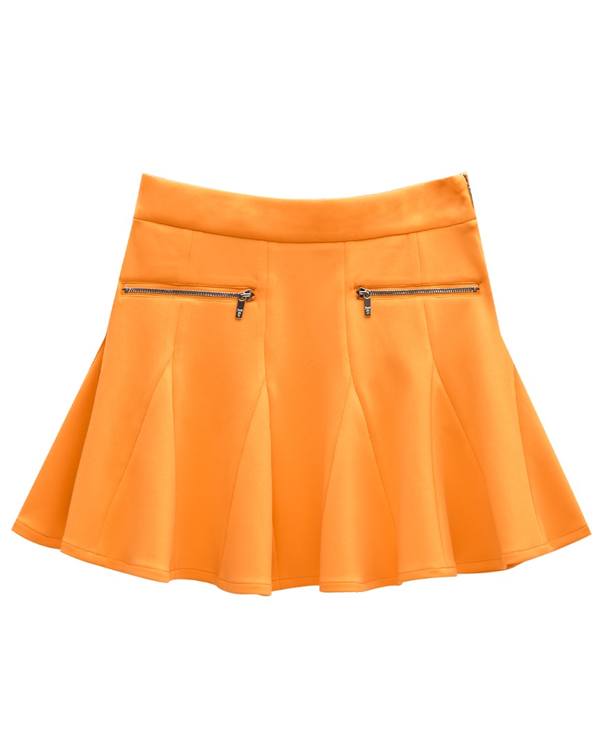 Chân váy golf nữ Pelt xòe màu cam có dây kéo mặt trước