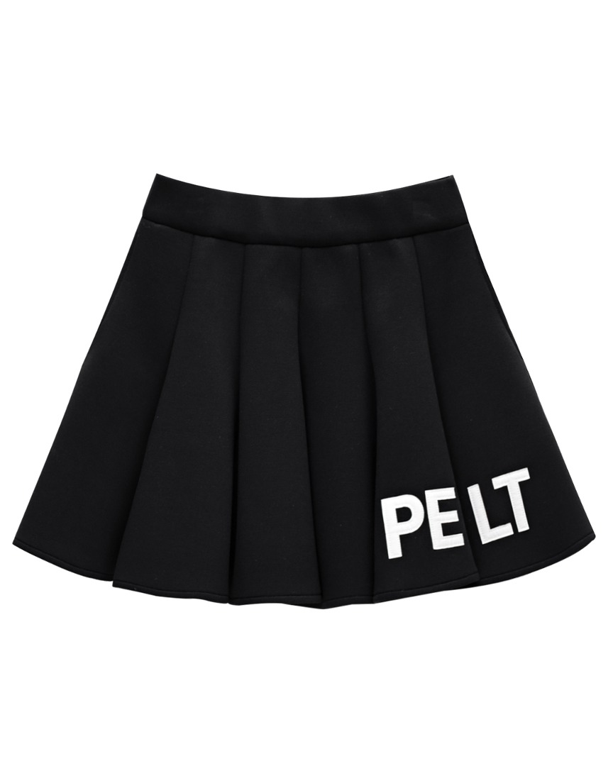 Váy golf nữ đen xếp ly dáng xòe thêu logo PELT trắng